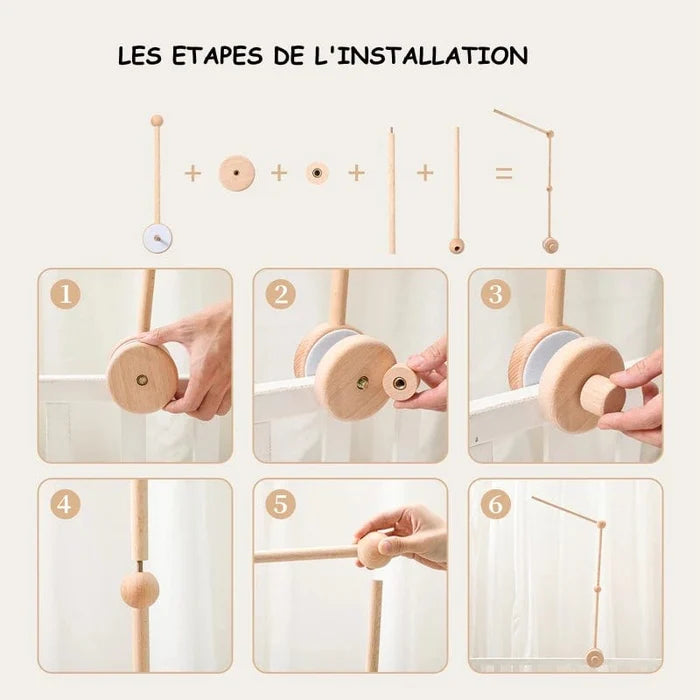 mobile musical bébé en bois